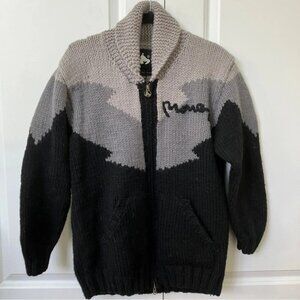 Money Clothing Chunky Knit Wool Full Zip Black  Gray Cardigan